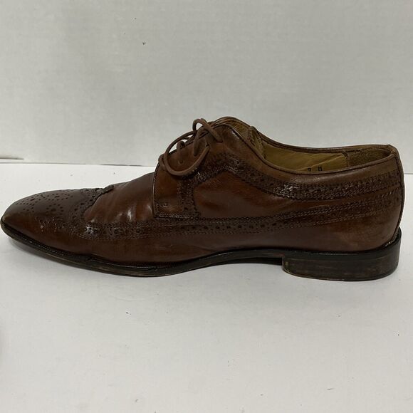 Vintage MAXIMO MIRELLA Brown Italian Wing Tip Brogues, Size 9M Made in Italy - Picture 6 of 12